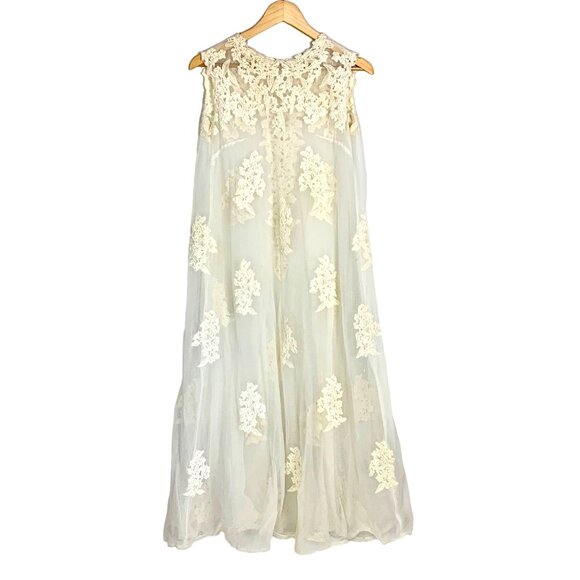 Vintage unbranded Other - Vintage 80s Wedding Bridal Shift Nightgown Swing Maxi Alencon Lace Tulle Size M